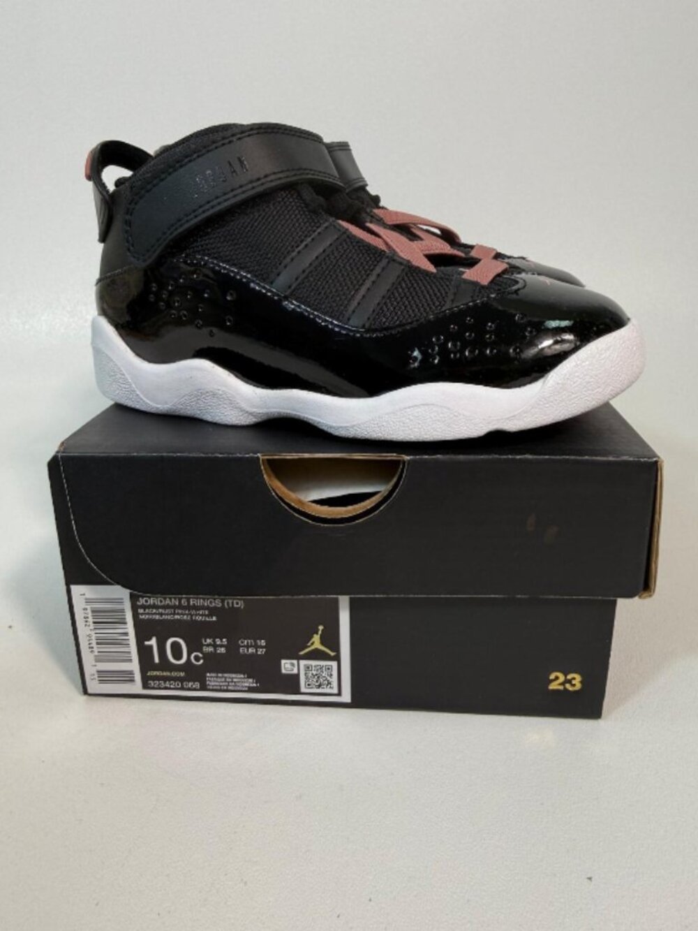Nike Air Jordan 6 Rings (Td) Toddlers Size 10c Black/White/Rust Pink